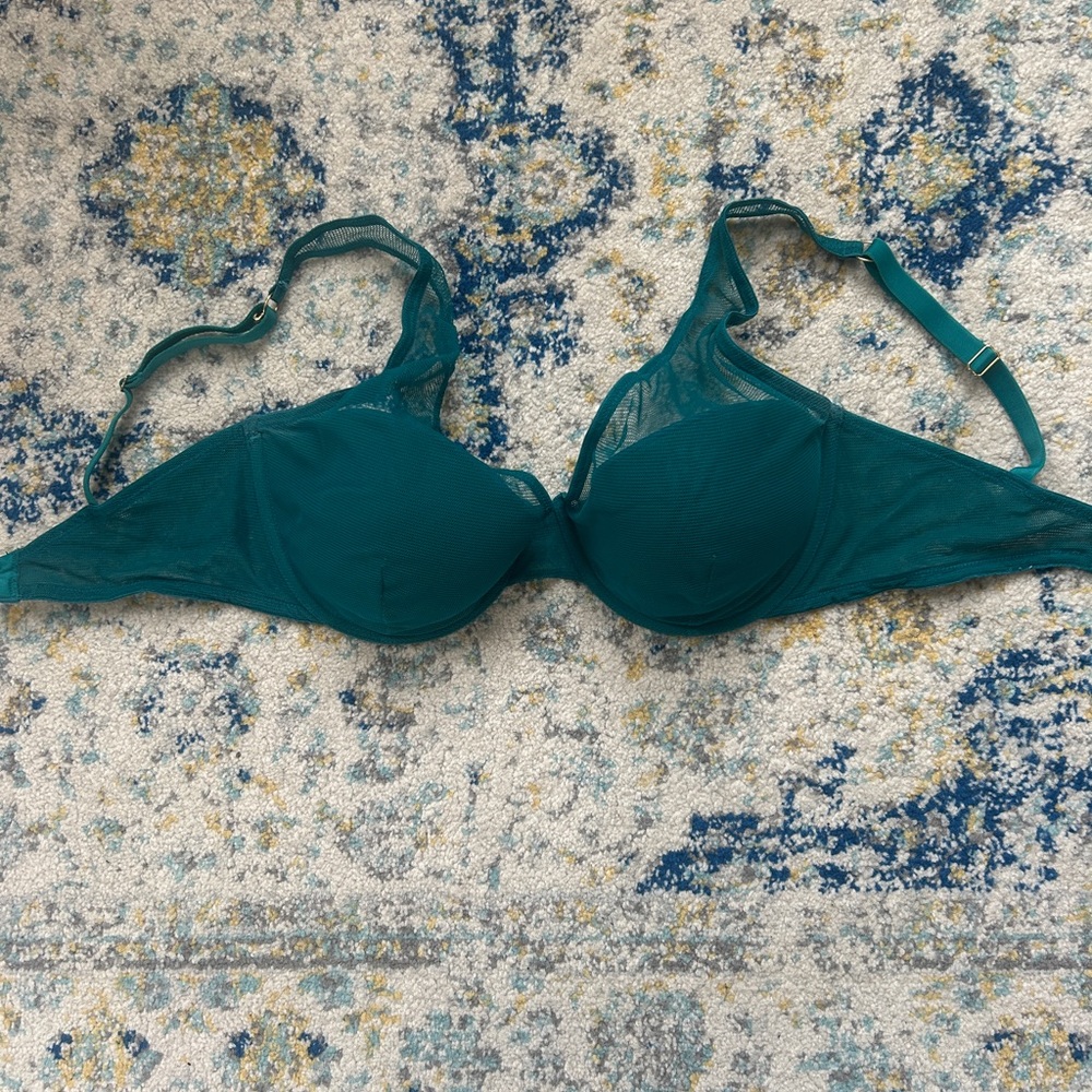 Lively Plunge Mesh Bra in Teal
